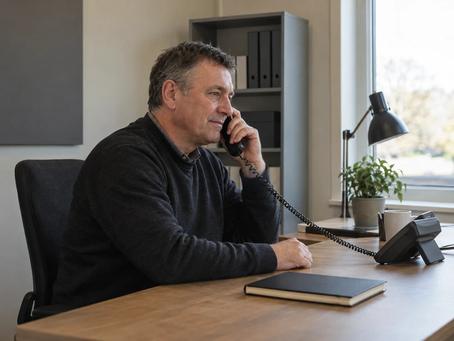 Illustrative scene of a dispatch planner answering a freight enquiry